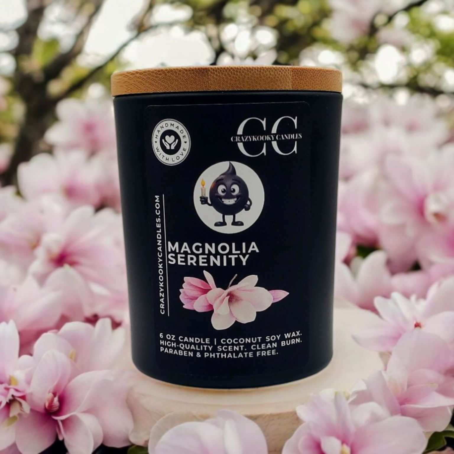 MAGNOLIA SERENITY - Funny Candle, Scented Coconut Soy Candle, 6oz - CrazyKooky Candles LLC