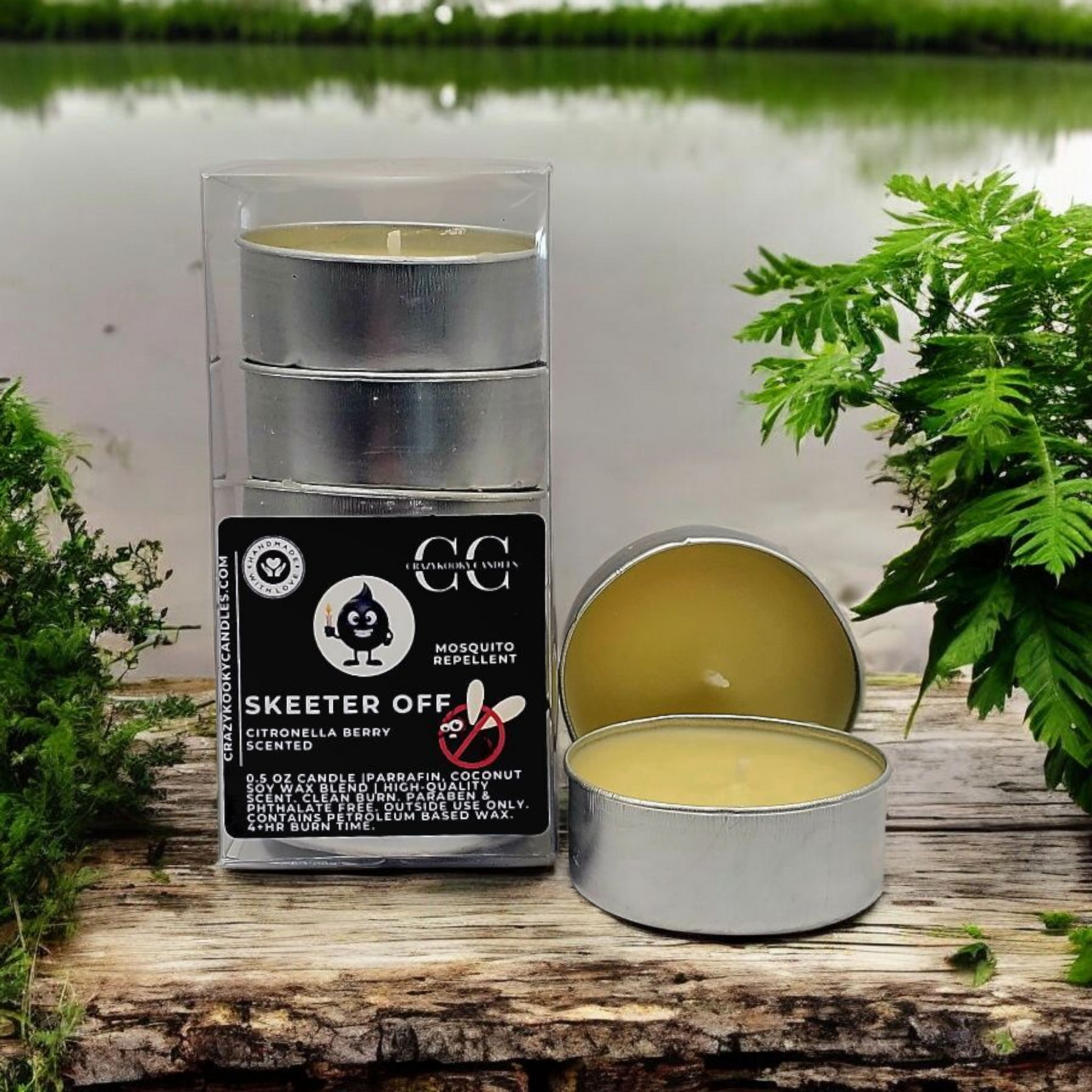 SKEETER OFF - Citronella Berry Scented Tea-Light Candles, 0.5oz - CrazyKooky Candles LLC