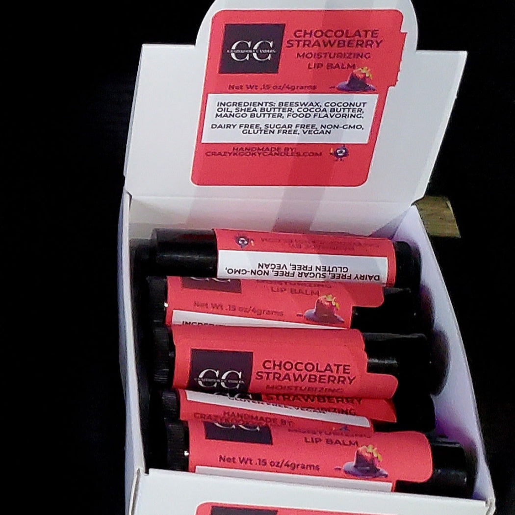 CHOCOLATE STRAWBERRY, Lip Balm, 0.15oz - CrazyKooky Candles LLC