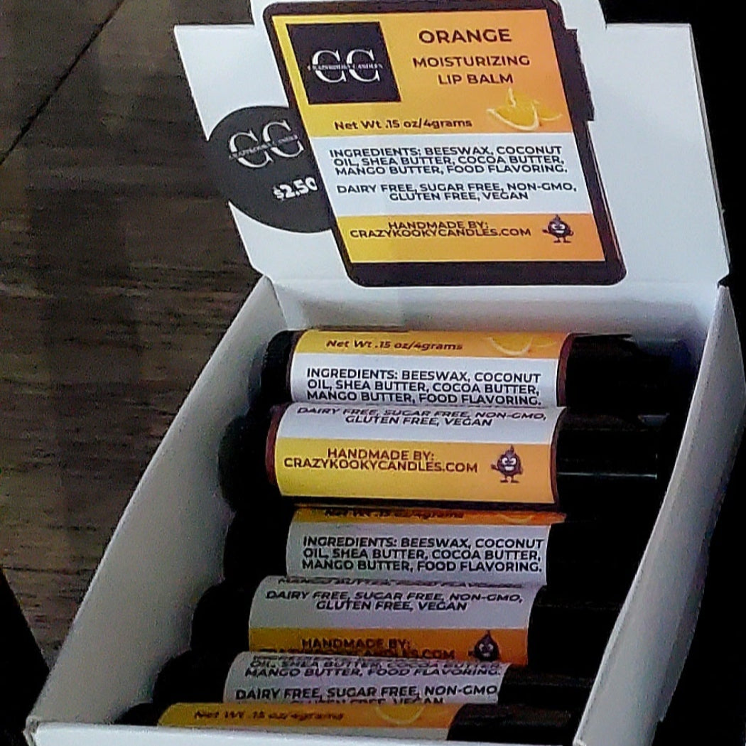 ORANGE, Lip Balm, 0.15oz - CrazyKooky Candles LLC