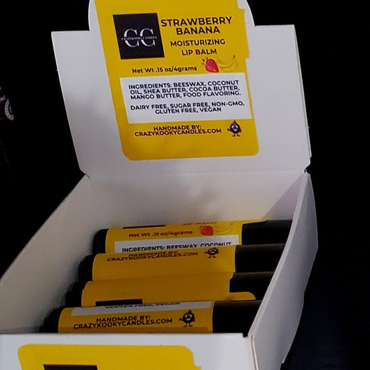 STRAWBERRY BANANA, Lip Balm, 0.15oz - CrazyKooky Candles LLC