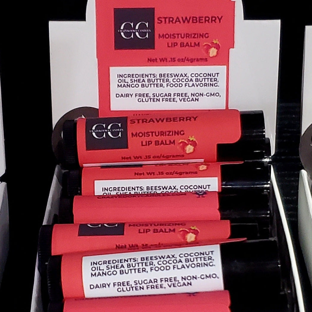 STRAWBERRY, Lip Balm, 0.15oz - CrazyKooky Candles LLC