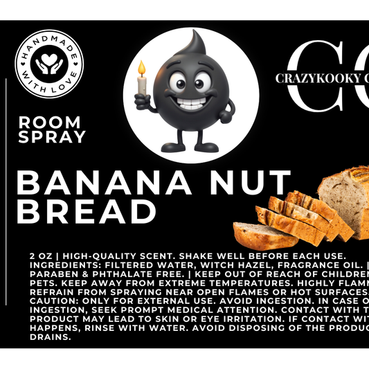BANANA NUT BREAD  - Room Spray, 2oz - CrazyKooky Candles LLC