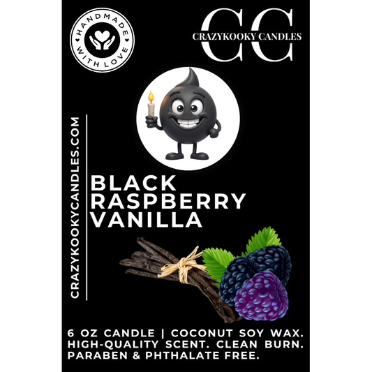 BLACK RASPBERRY VANILLA - Funny Candle, Scented Coconut Soy Candle, 6oz - CrazyKooky Candles LLC
