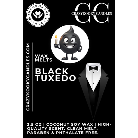 BLACK TUXEDO - Wax Melts, Scented Coconut Soy, 3.5oz - CrazyKooky Candles LLC