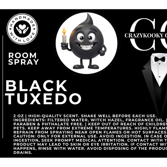 BLACK TUXEDO - Room Spray, 2oz - CrazyKooky Candles LLC