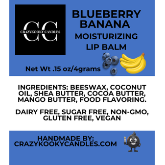 BLUEBERRY BANANA, Lip Balm, 0.15oz - CrazyKooky Candles LLC