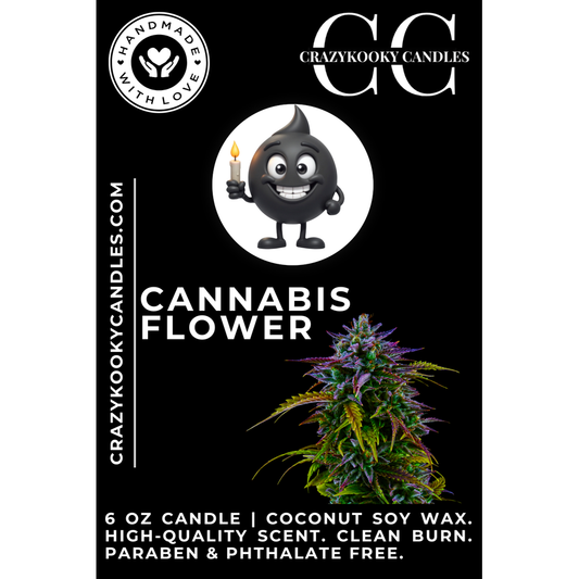 CANNABIS FLOWER - Funny Candle, Scented Coconut Soy Candle, 6oz - CrazyKooky Candles LLC
