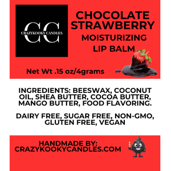 CHOCOLATE STRAWBERRY, Lip Balm, 0.15oz - CrazyKooky Candles LLC
