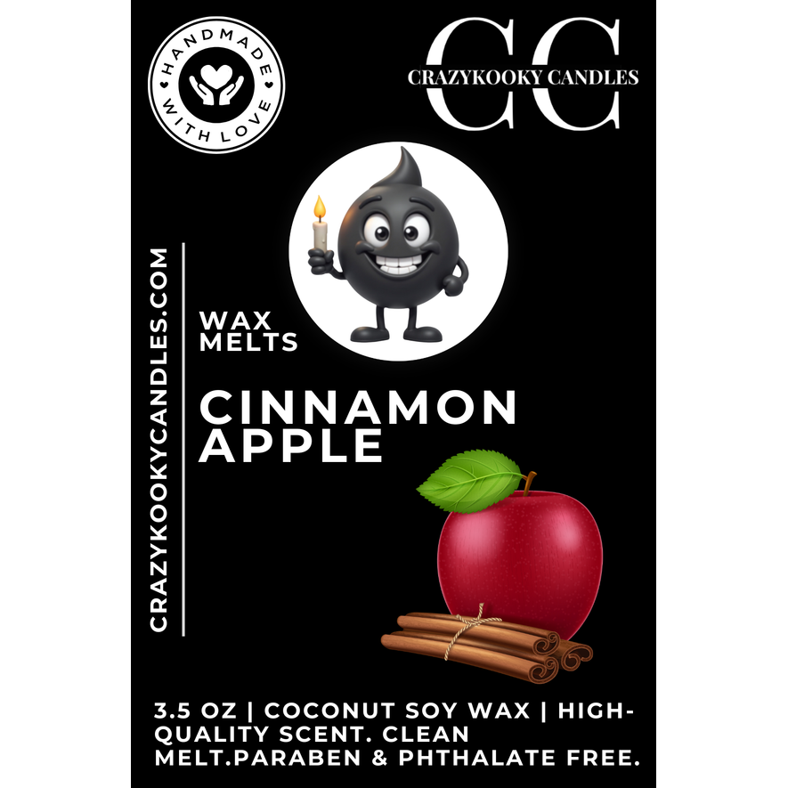 CINNAMON APPLE - Wax Melts, Scented Coconut Soy, 3.5oz - CrazyKooky Candles LLC