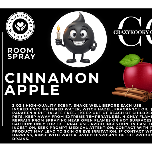 CINNAMON APPLE - Room Spray, 2oz - CrazyKooky Candles LLC