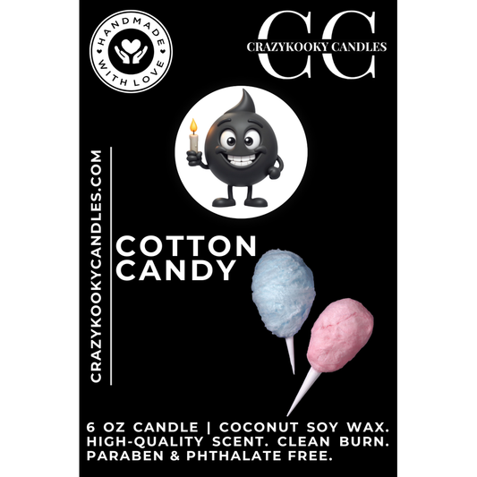 COTTON CANDY - Funny Candle, Scented Coconut Soy Candle, 6oz - CrazyKooky Candles LLC