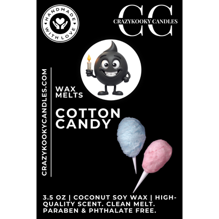 COTTON CANDY - Wax Melts, Scented Coconut Soy, 3.5oz - CrazyKooky Candles LLC