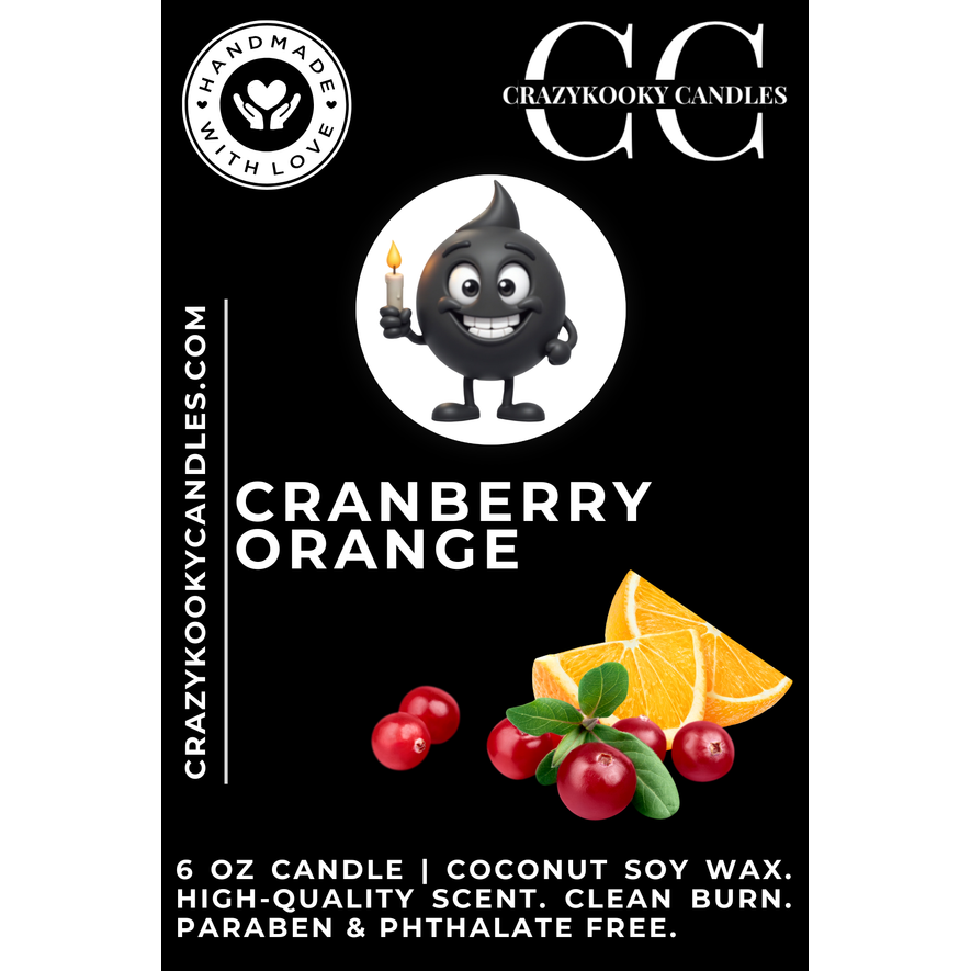 CRANBERRY ORANGE - Funny Candle, Scented Coconut Soy Candle, 6oz - CrazyKooky Candles LLC