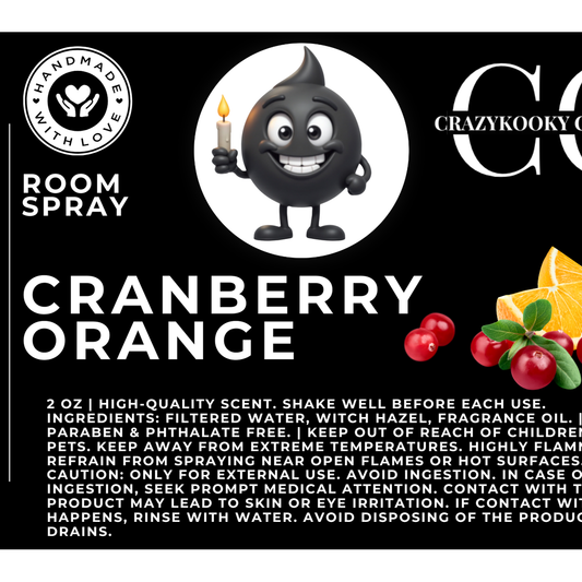 CRANBERRY ORANGE - Room Spray, 2oz - CrazyKooky Candles LLC