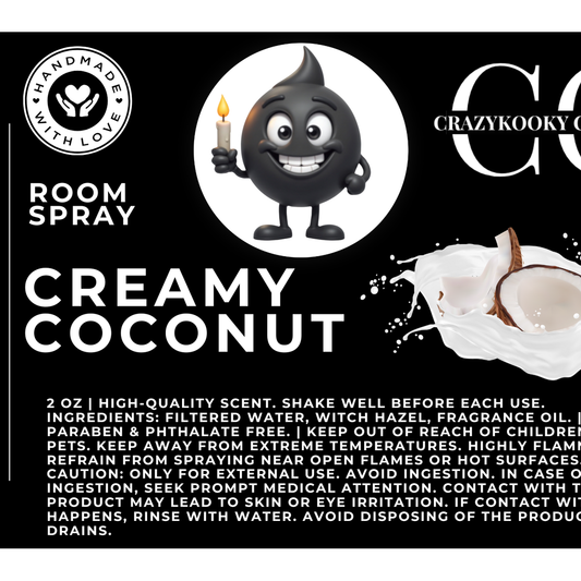 CREAMY COCONUT - Room Spray, 2oz - CrazyKooky Candles LLC