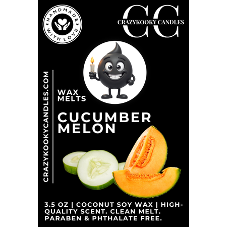 CUCUMBER MELON - Wax Melts, Scented Coconut Soy, 3.5oz - CrazyKooky Candles LLC