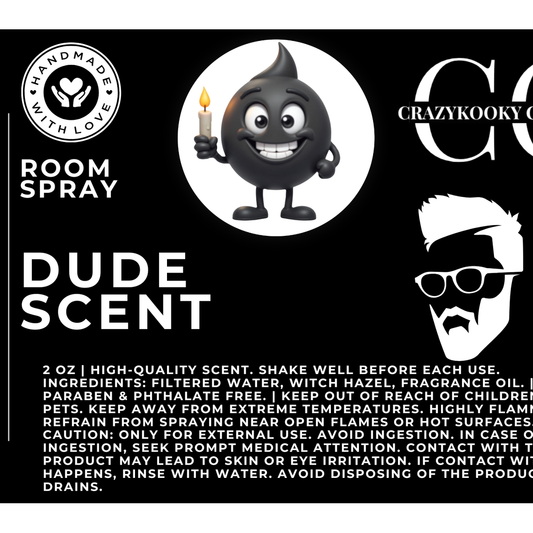 DUDE SCENT - Room Spray, 2oz - CrazyKooky Candles LLC