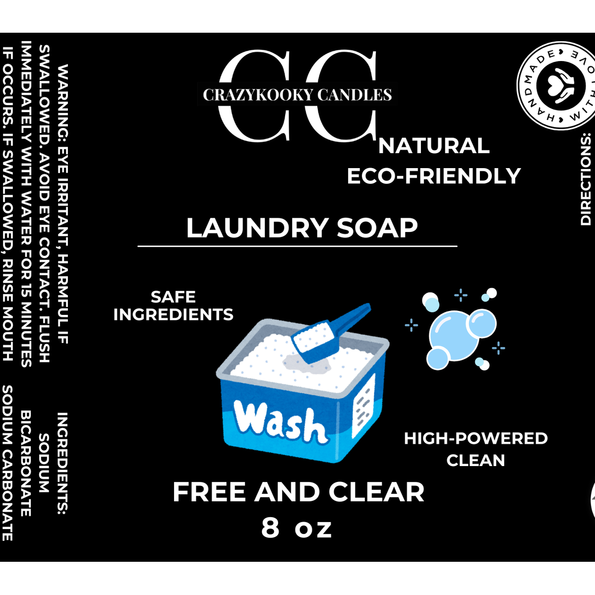 LAUNDRY SOAP - Handmade Laundry Soap, 4oz, 8oz - CrazyKooky Candles LLC