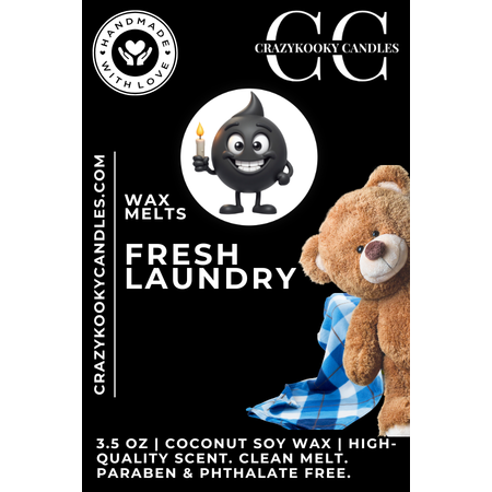 FRESH LAUNDRY - Wax Melts, Scented Coconut Soy, 3.5oz - CrazyKooky Candles LLC