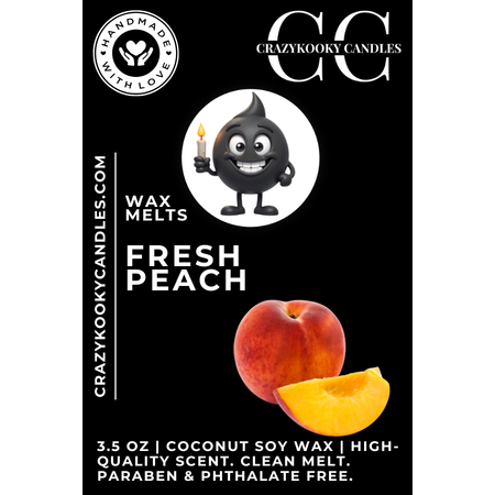 FRESH PEACH - Wax Melts, Scented Coconut Soy, 3.5oz - CrazyKooky Candles LLC