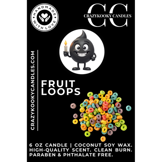 FRUIT LOOPS - Funny Candle, Scented Coconut Soy Candle, 6oz - CrazyKooky Candles LLC