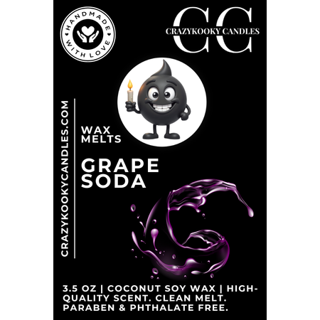 GRAPE SODA - Wax Melts, Scented Coconut Soy, 3.5oz - CrazyKooky Candles LLC