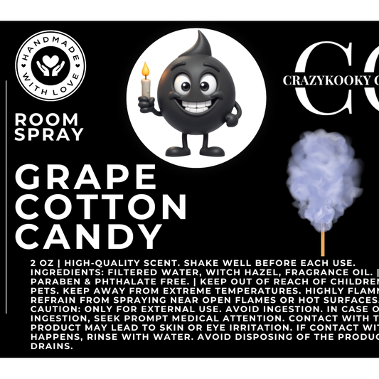 GRAPE COTTON CANDY - Room Spray, 2oz - CrazyKooky Candles LLC