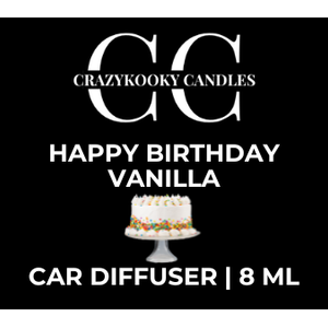 HAPPY BIRTHDAY VANILLA - Car Diffuser, 8ml - CrazyKooky Candles LLC