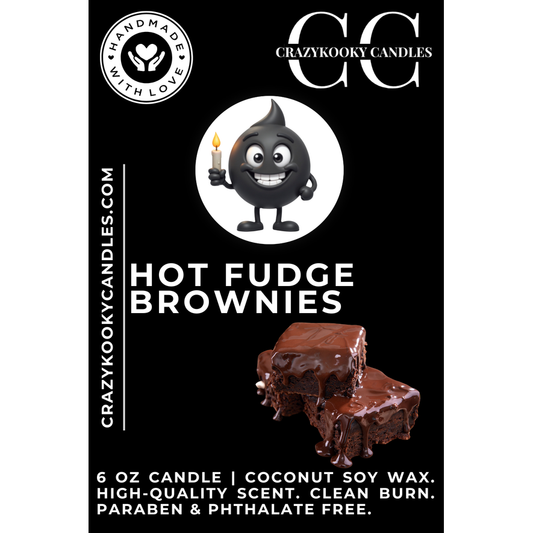 HOT FUDGE BROWNIES - Funny Candle, Scented Coconut Soy Candle, 6oz - CrazyKooky Candles LLC