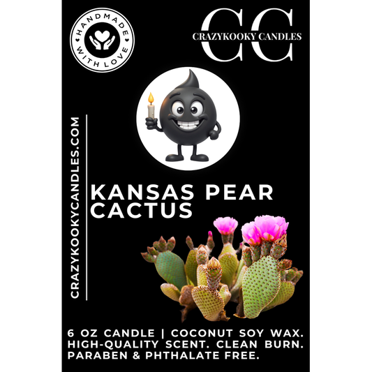 KANSAS PEAR CACTUS - Funny Candle, Scented Coconut Soy Candle, 6oz - CrazyKooky Candles LLC
