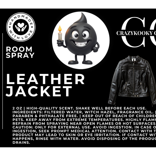 LEATHER JACKET - Room Spray, 2oz - CrazyKooky Candles LLC