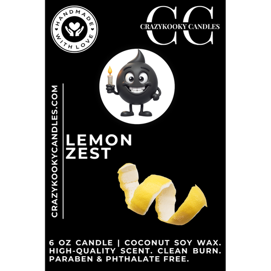 LEMON ZEST - Funny Candle, Scented Coconut Soy Candle, 6oz - CrazyKooky Candles LLC