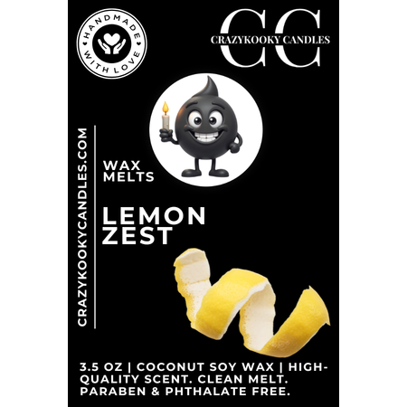 LEMON ZEST - Wax Melts, Scented Coconut Soy, 3.5oz - CrazyKooky Candles LLC
