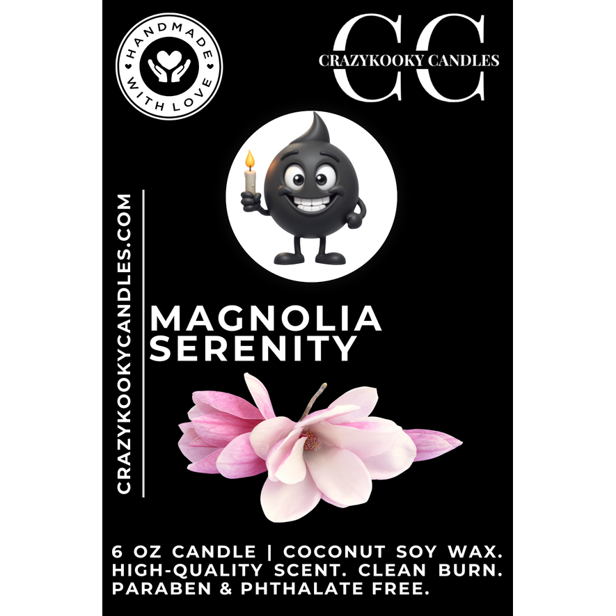 MAGNOLIA SERENITY - Funny Candle, Scented Coconut Soy Candle, 6oz - CrazyKooky Candles LLC