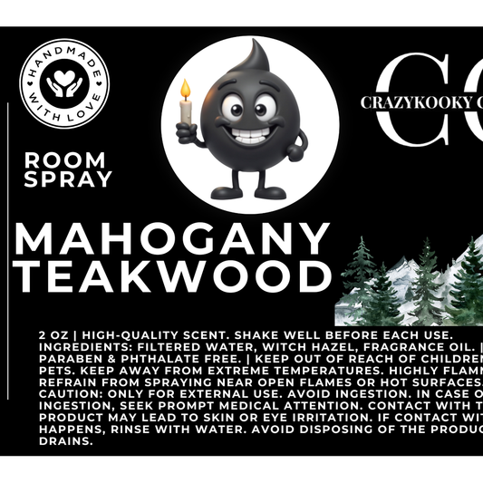 MAHOGANY TEAKWOOD - Room Spray, 2oz - CrazyKooky Candles LLC