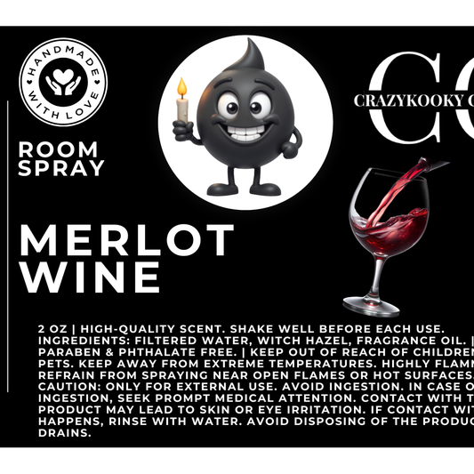 MERLOT WINE - Room Spray, 2oz - CrazyKooky Candles LLC