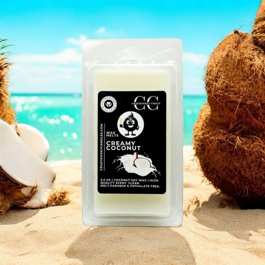 CREAMY COCONUT - Wax Melts, Scented Coconut Soy, 3.5oz - CrazyKooky Candles LLC