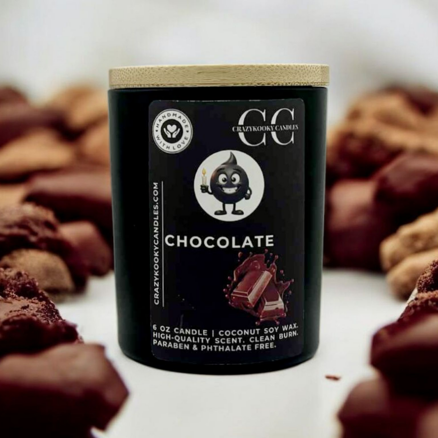 CHOCOLATE - Funny Candle, Scented Coconut Soy Candle, 6oz - CrazyKooky Candles LLC