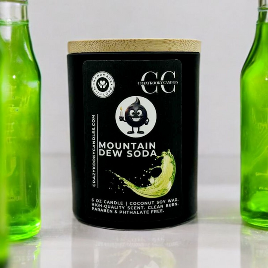MOUNTAIN DEW SODA - Funny Candle, Scented Coconut Soy Candle, 6oz - CrazyKooky Candles LLC