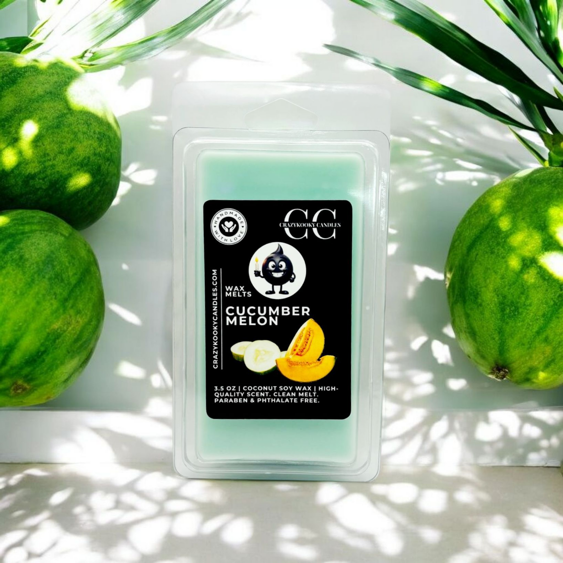 CUCUMBER MELON - Wax Melts, Scented Coconut Soy, 3.5oz - CrazyKooky Candles LLC