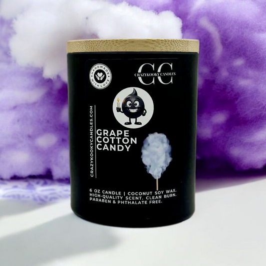 GRAPE COTTON CANDY - Funny Candle, Scented Coconut Soy Candle, 6oz - CrazyKooky Candles LLC