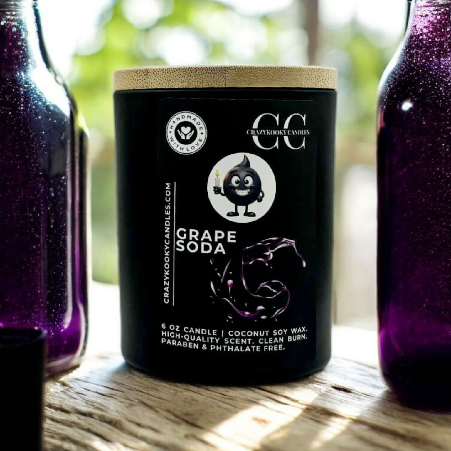 GRAPE SODA - Funny Candle, Scented Coconut Soy Candle, 6oz - CrazyKooky Candles LLC