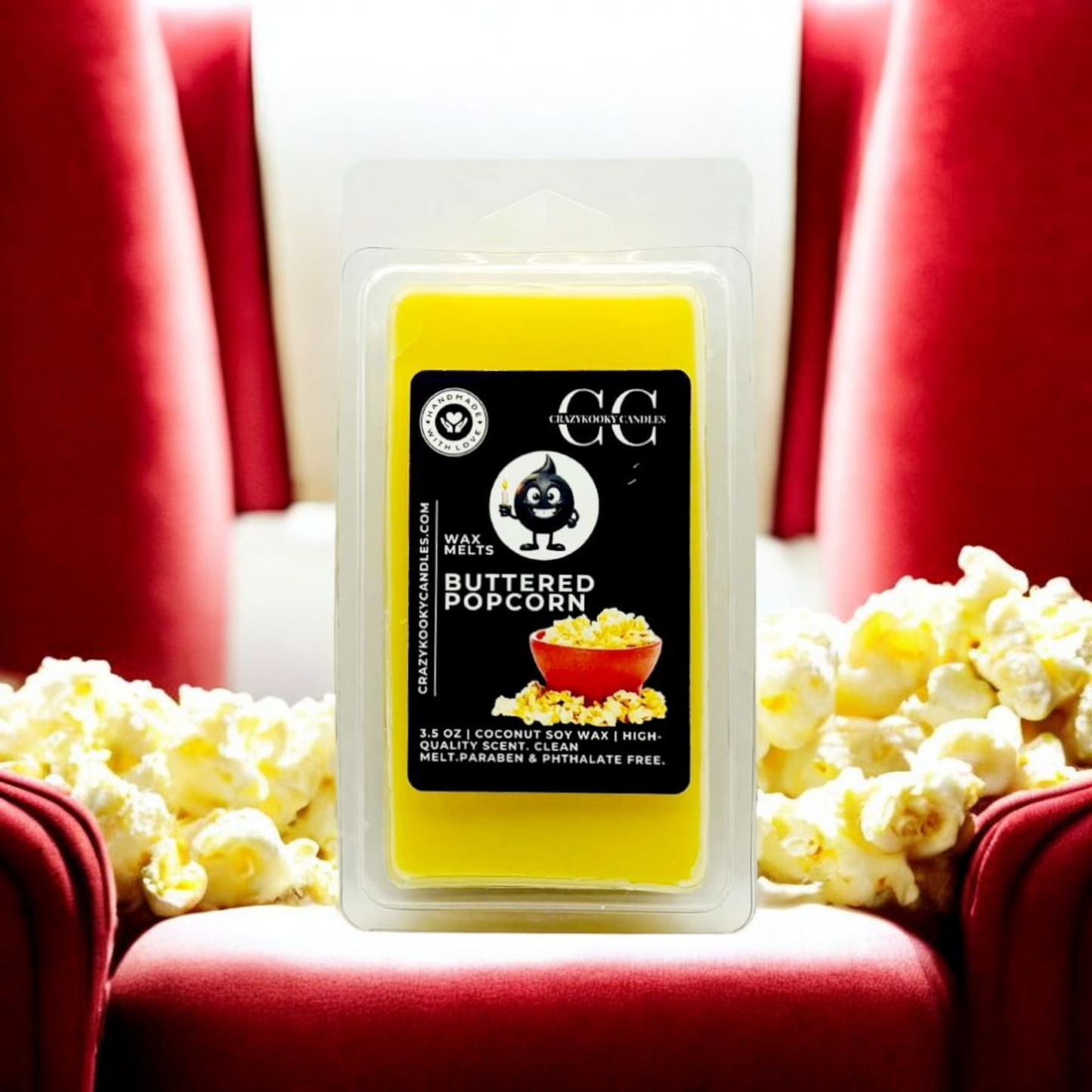 BUTTERED POPCORN - Wax Melts, Scented Coconut Soy, 3.5oz - CrazyKooky Candles LLC