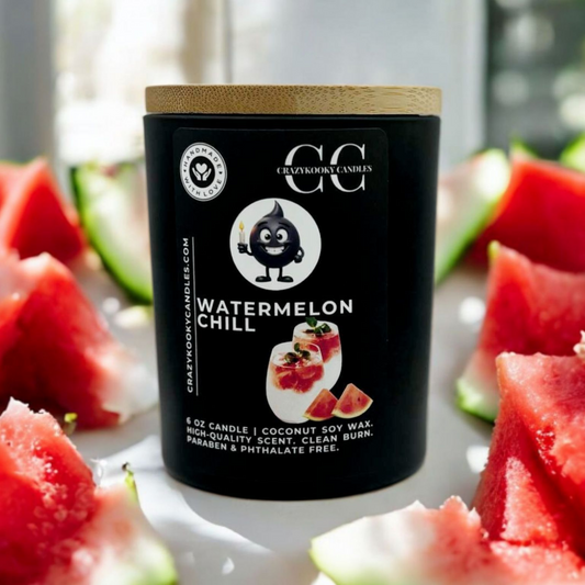 WATERMELON CHILL - Funny Candle, Scented Coconut Soy Candle, 6oz - CrazyKooky Candles LLC