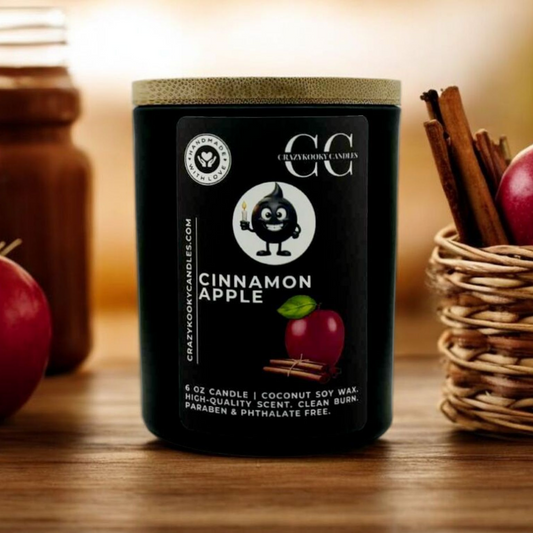CINNAMON APPLE - Funny Candle, Scented Coconut Soy Candle, 6oz - CrazyKooky Candles LLC