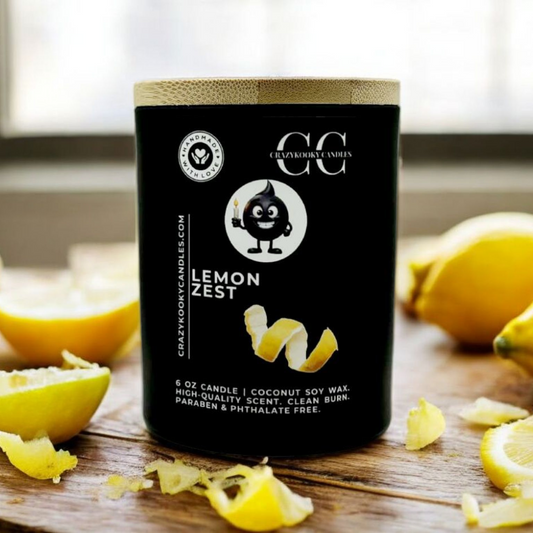 LEMON ZEST - Funny Candle, Scented Coconut Soy Candle, 6oz - CrazyKooky Candles LLC