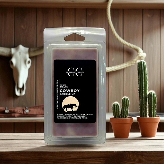 COWBOY - Wax Melts, Scented Coconut Soy, 3.5oz - CrazyKooky Candles LLC