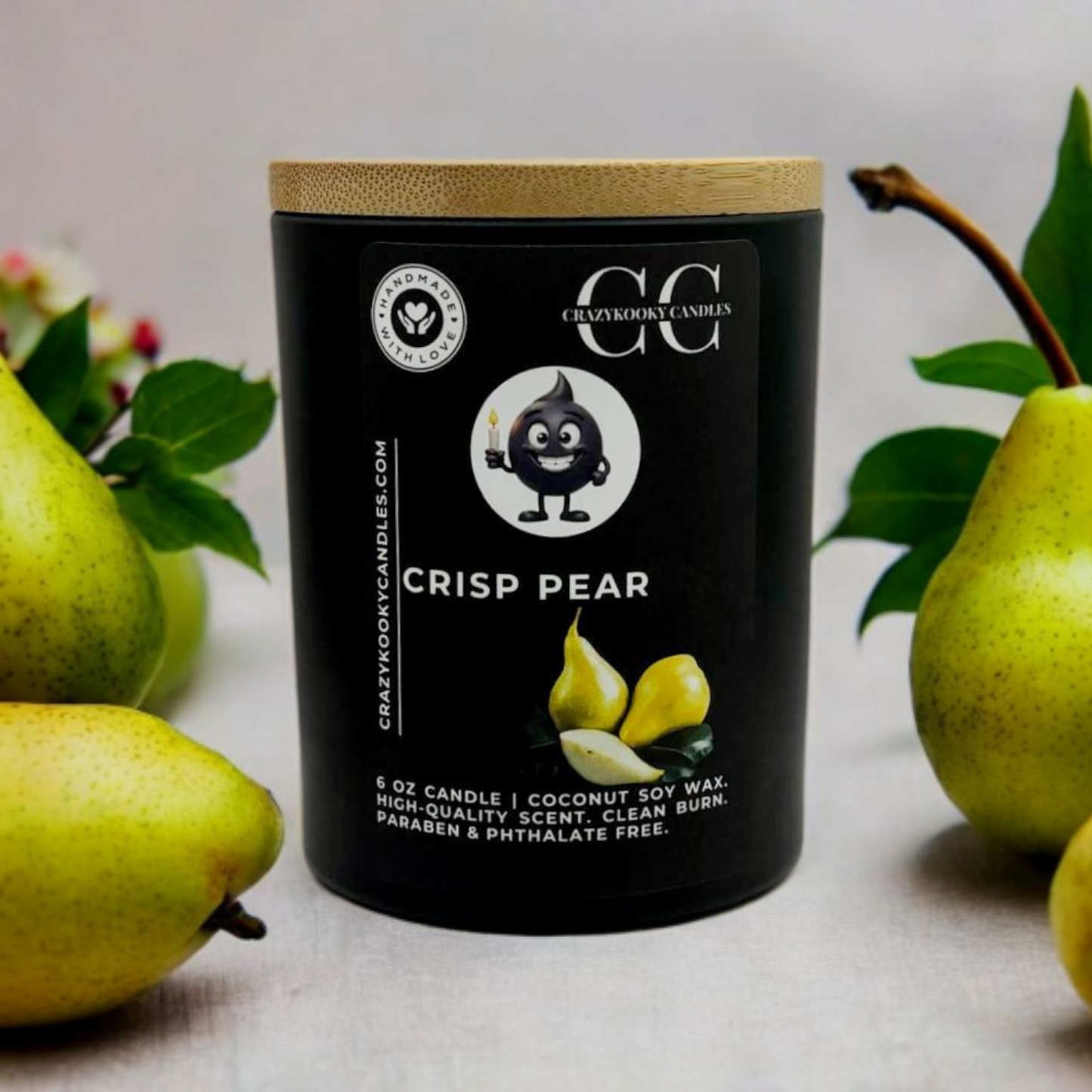 CRISP PEAR - Funny Candle, Scented Coconut Soy Candle, 6oz - CrazyKooky Candles LLC