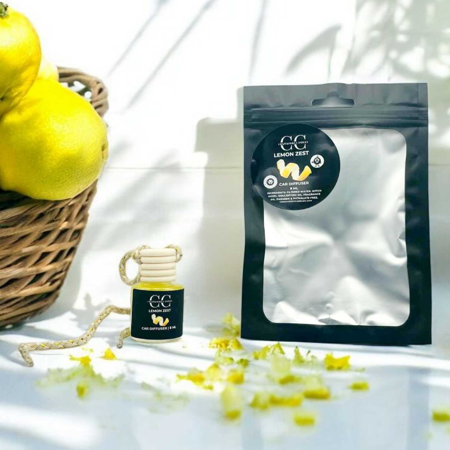 LEMON ZEST - Car Diffuser, 8ml - CrazyKooky Candles LLC